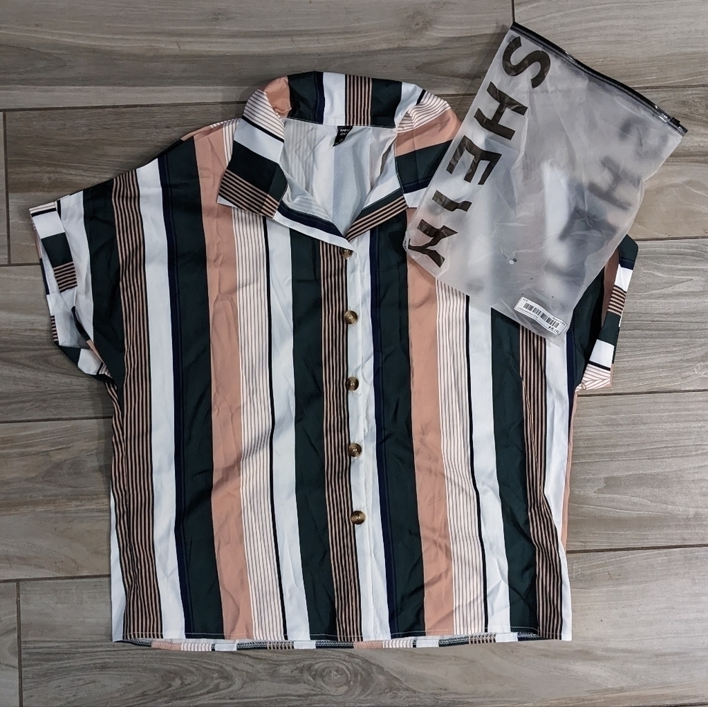 Shein Striped Button Down